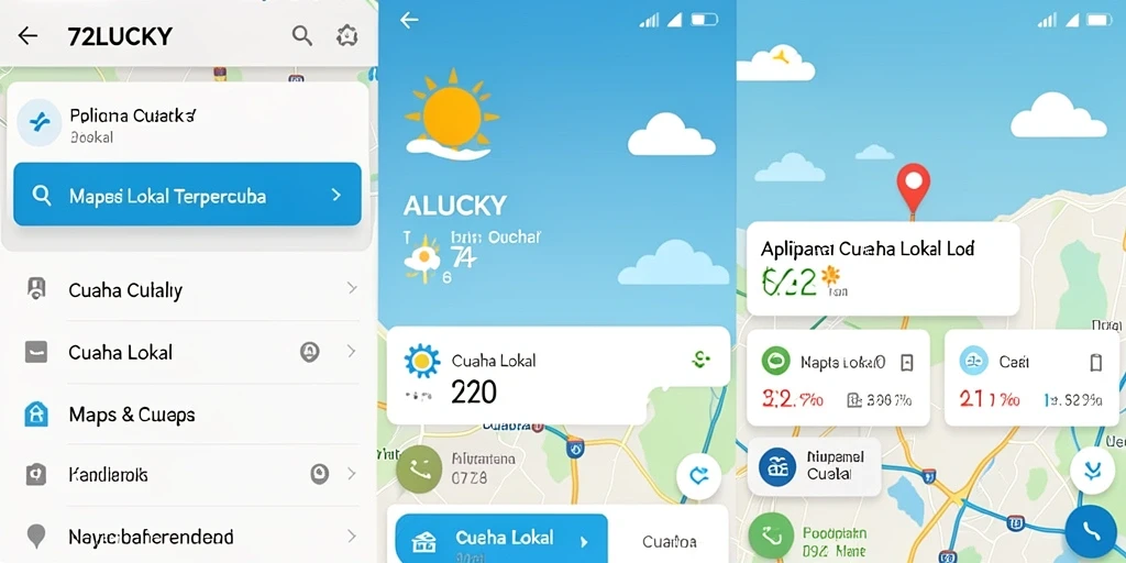 Screenshot antarmuka aplikasi Cuaca Lokal 72LUCKY yang informatif.