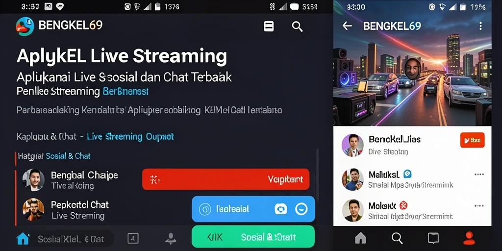 Tampilan antarmuka BENGKEL69 saat live streaming dengan fitur interaksi.
