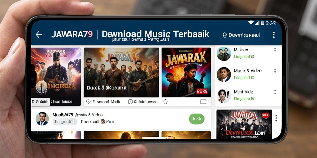 Antarmuka aplikasi JAWARA79 yang sederhana untuk unduh musik.