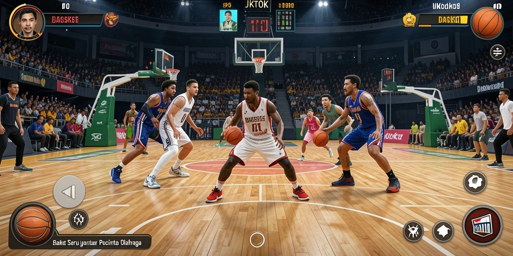 Antarmuka JKTOK yang menarik dan fungsional saat bermain Basket.