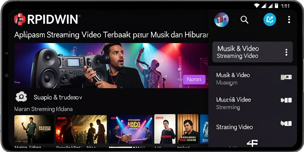 Antarmuka RPIDWIN yang intuitif dengan kategori Streaming Video.