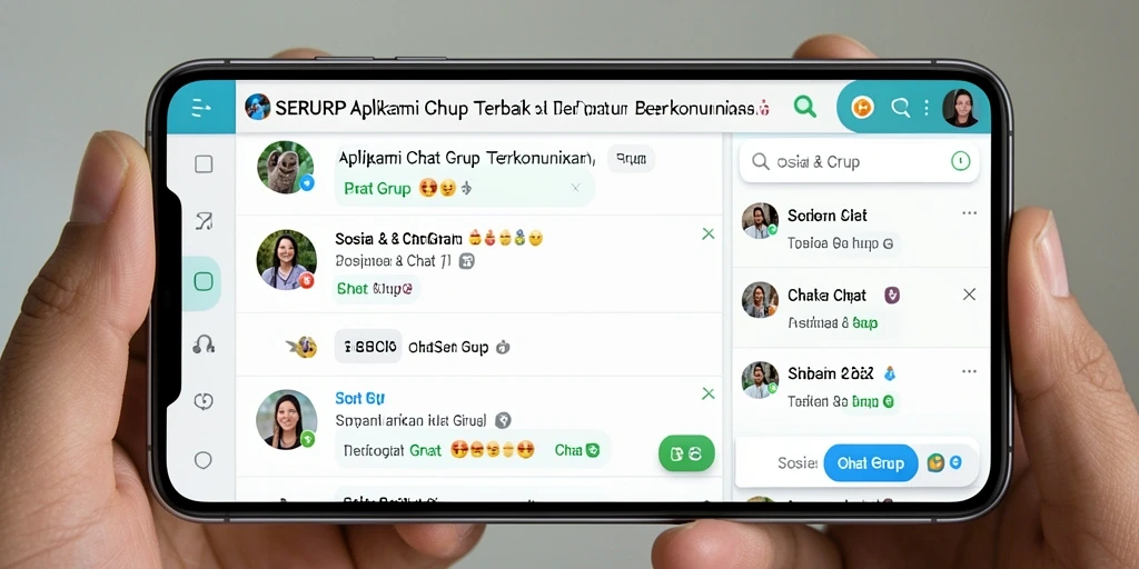 Antarmuka aplikasi SERURP yang menampilkan fungsi Chat Grup dan fitur-fitur menarik.