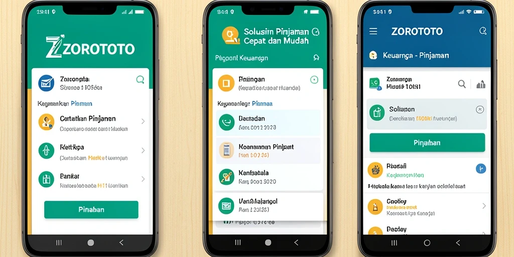 Antarmuka ZOROTOTO yang sederhana dan efektif untuk mengajukan pinjaman.